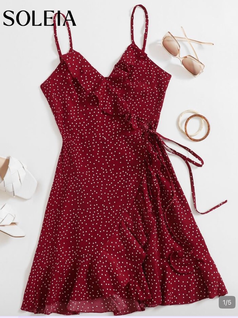 SHEIN Red Polka Dot Wrap Mini Dress
